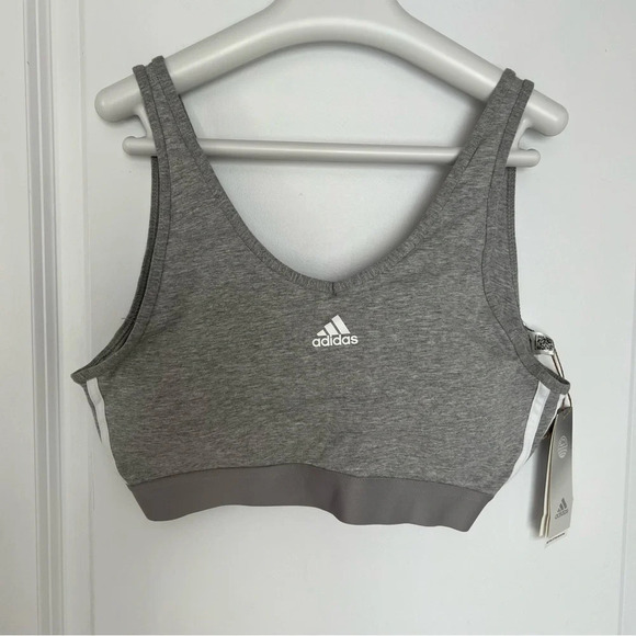 ADIDAS  ESSENTIALS 3-STRIPES CROP TOP WITH REMOVABLE PADS - Picture 4 of 7